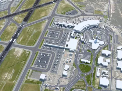 Perth Airport 10km Low-poly 3D model