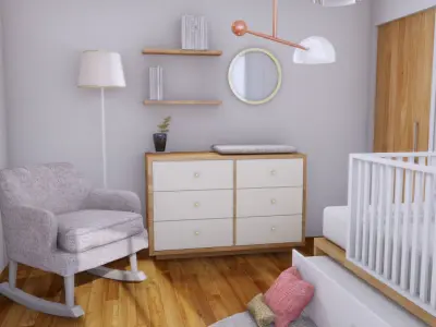 baby bedroom Amelia - Nordic Style FREE SCENE  Free low-poly 3D model