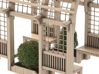 Wooden Garden Arbor 03 3D model