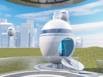 Futuristic residential house 02 3D model