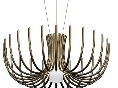 STARDUST chandelier made of brass and wood 3D model