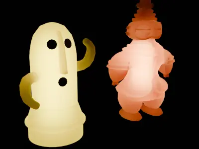 Indirect lighting of haniwa and Earth figurine 3D model