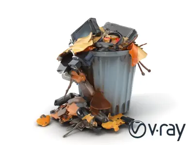 Artistic Overflowing Trash Container model pack Low-poly 3D model