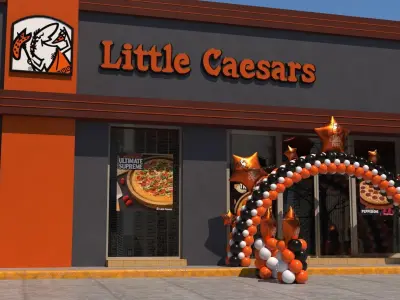 Little Caesars restaurant with Balloons Arch 3D model