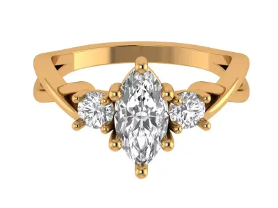 Marquise Solitaire Ring 3D print model shop