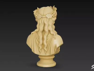 Greek God Dionysus Bust Low-poly 3D model