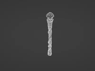 Ancient Wizards Staff with Glowing Crystal Orb 3D model