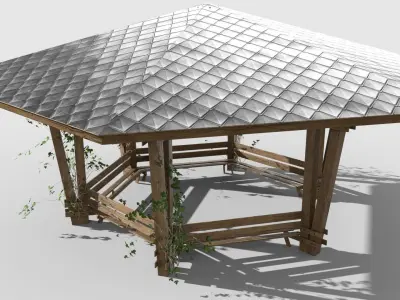Wooden Pavilion Low-poly 3D model