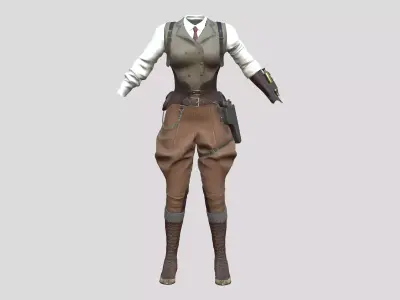 Officer Western Expeditor Archaeologist Explorer Pants Outfit Low-poly 3D model
