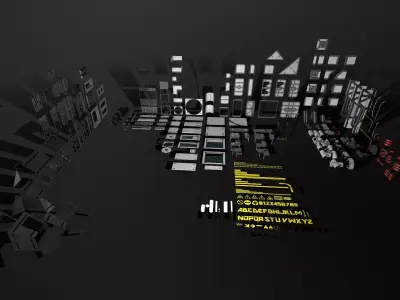 Sci-Fi Modular Enviroment Kit Low-poly 3D model