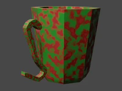 Metal cup with green paint with rust and dirt on surface Low-poly 3D model