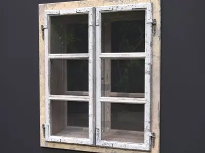 Old Painted Wood Window 3D model