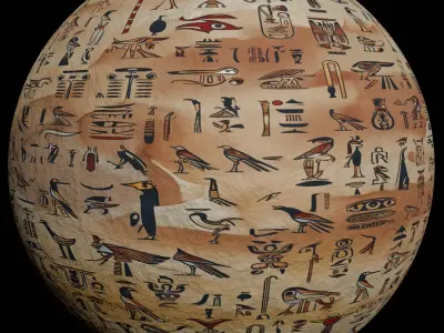 Ancient Egypt Hieroglyphs  - VOL 2 - 8 Seamless PBR Texture