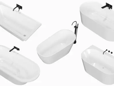 Fixtures - Bathtub Pack A Low-poly 3D model