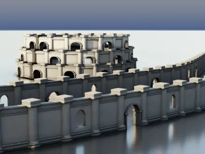 Blender 4 Geometry Node Walls and Columns 3D model