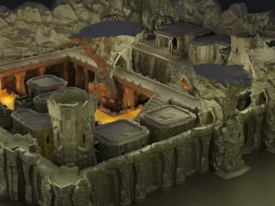 Underground Dwarf Settlement Tabletop Terrain 28 mm 3D print model