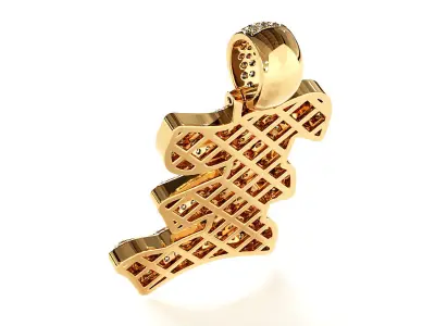 Tattoo fonts E alphabet pendent 3D print model