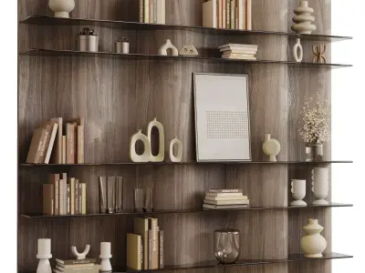 Partition Wave Wooden Shelves Decorative Wooden Rack 19 fbx 3D model