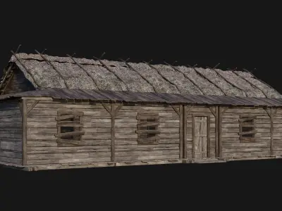213-214-215-216 Old Medieval Houses Pack 4K Textures Low-poly 3D model