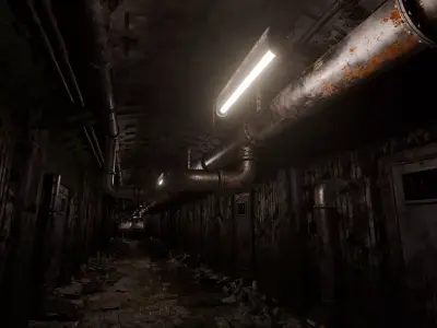 Abandoned Underground Hallway Scene 3D model