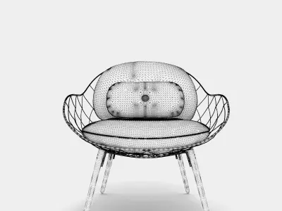 Low armchair and lounge chair 3D model