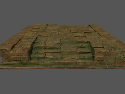 Stairs brick wall Low-poly 3D model get