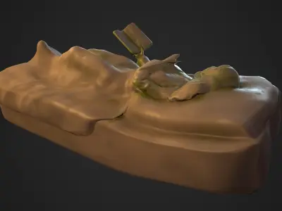 Lying Statue Low-poly 3D model