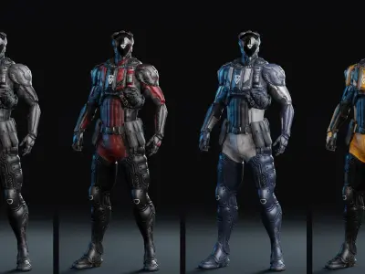 Low Poly - Cybernetic Soldier Perseus Low-poly 3D model