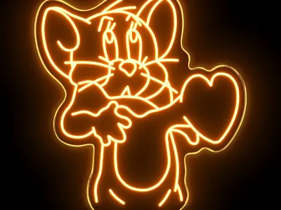 Jerrys Heartbeat Neon Sign 3D model