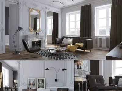 Paris Mid-Century Livingroom 3D model