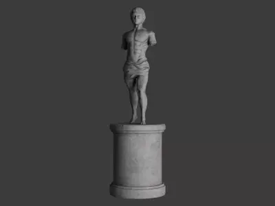 Low-Poly Old antique sculpture of a man Low-poly 3D model