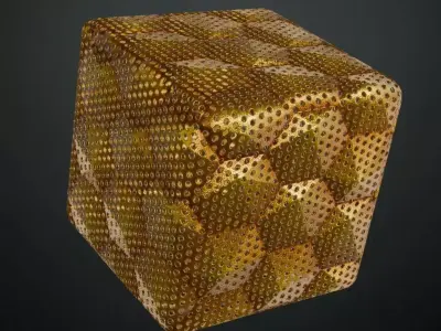 Dented Hexagonal Gold Grill Metal PBR Seamless Texture