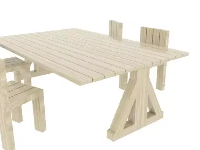 Dinning Table - Garden Table  Low-poly 3D model