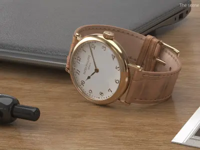  Patek Philippe Calatrava Gold Wristwatch Beige Strap 