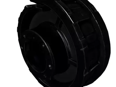 Detailed Mechanical Wheel Component Low-poly 3D model