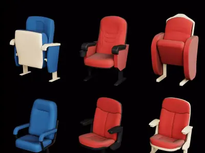 Cinema Theater Seating Chair Pack PBR Game Ready Low-poly 3D model