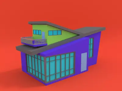 Modern Low poly 3d House Low-poly 3D model