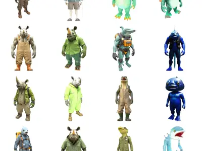 Anthropomorphic Animal Character Collection 3D print model