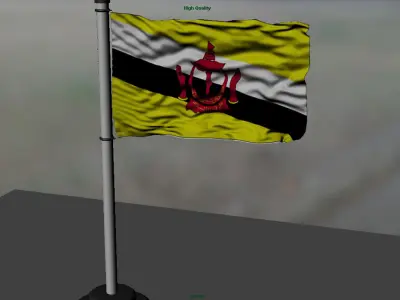 Brunei Darussalam Flag 3D model