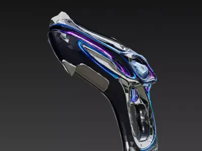 Cartoon Cyberpunk Pistol PBR 3D Model Low-poly 3D model