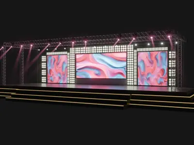 Entertainment Concert Event Stage 3D Model with Lights Setup 3D model