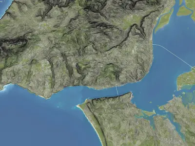 Lisbon - 3D Terrain Model Low-poly 3D model