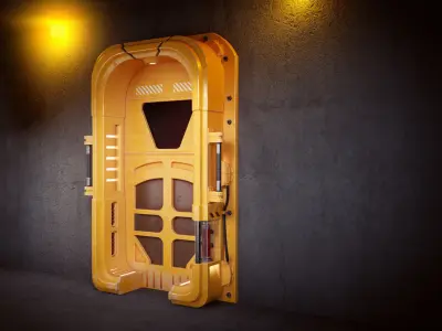 Gate Scifi PBR Low Poly Low-poly 3D model