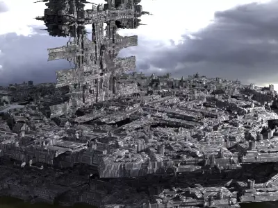 Sci-Fi City dystopia base City Ship  3D model