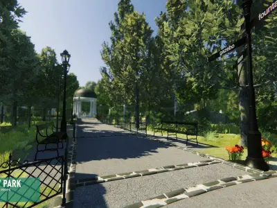 City park - exterior props 3D model