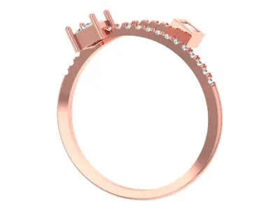 Open End Light Weight Princess stone Band Ring 3D print model