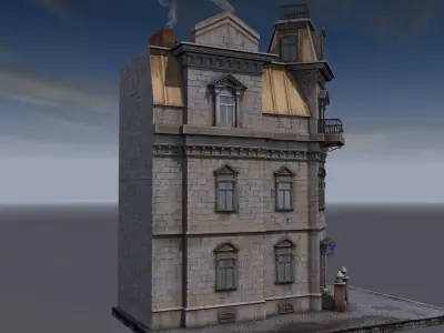 A building with a police station 3D model