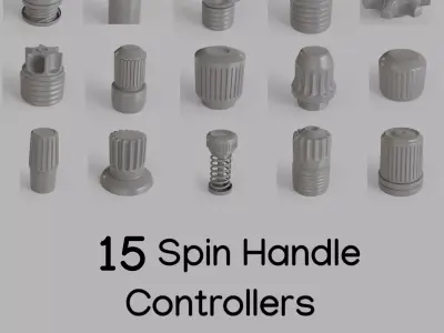 15 spin handle controllers Low-poly 3D model