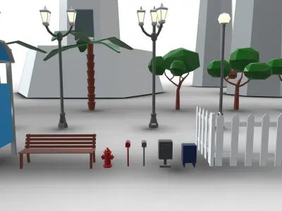 City Asset Pack - Cartoon - Low Poly 3D model