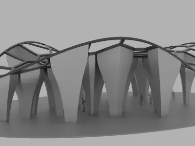 SciFi Voronoi Urban Pavilion 3D model